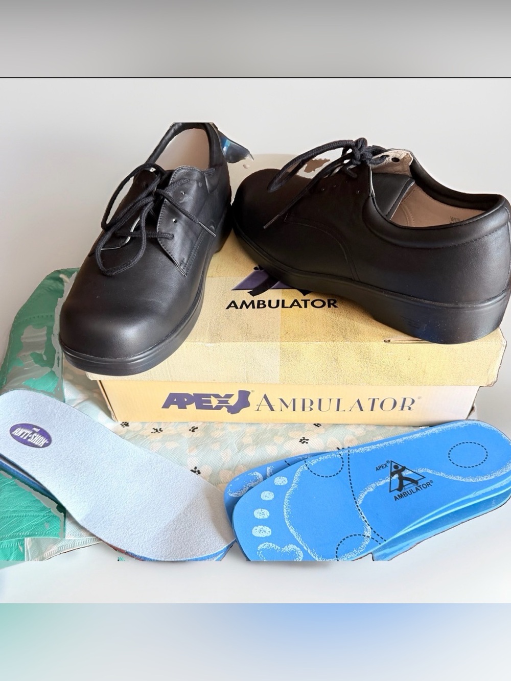 ARV $110.95 NIB Size 10W Men’s Apex Ambulator B2000 Oxford Black Tie Ortho Shoes